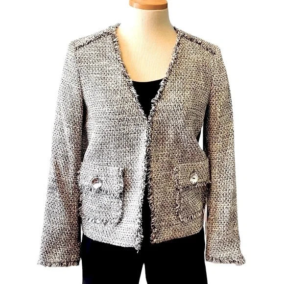 ZaraTextured Tweed Blazer Jacket, Gray, XS Blazers & Suit Jackets